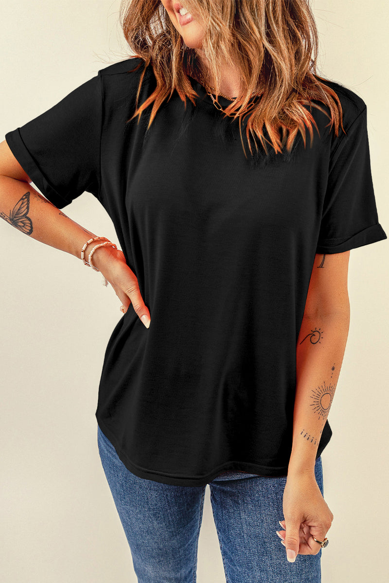 Bright Casual Plain Crew Neck Tee