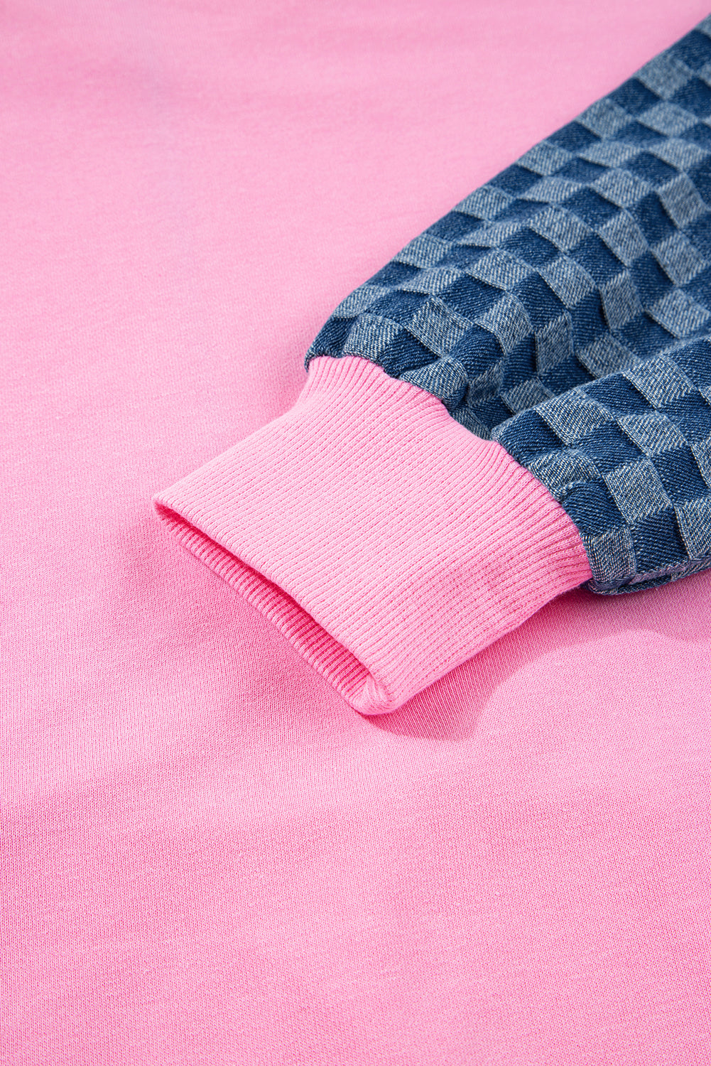 Checkered Patchwork Kangaroo Pocket Half Zipper Hoodie