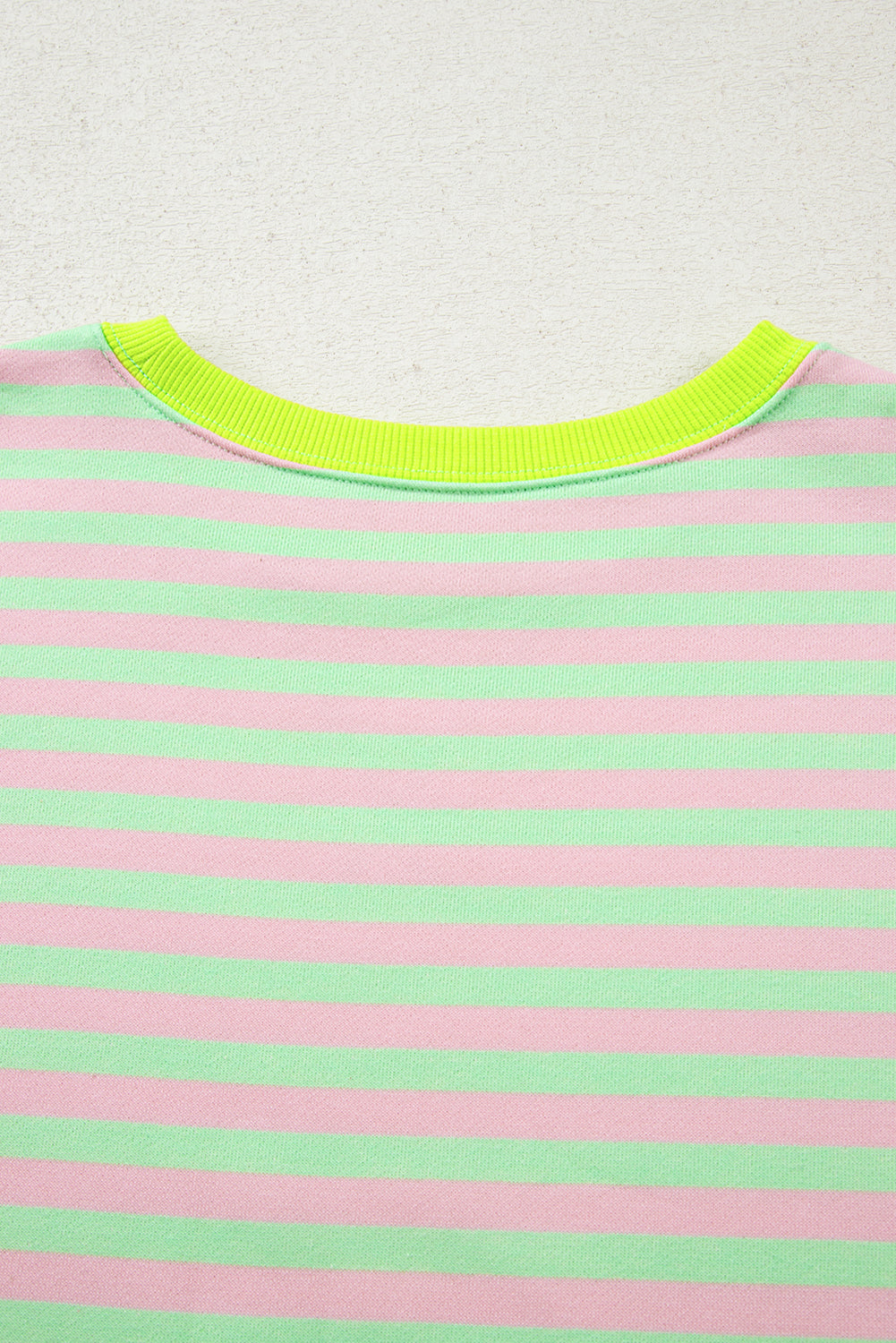Stripe Contrast Ribbed Trim Crossed Stitch Drop Shoulder Sweatshirt
