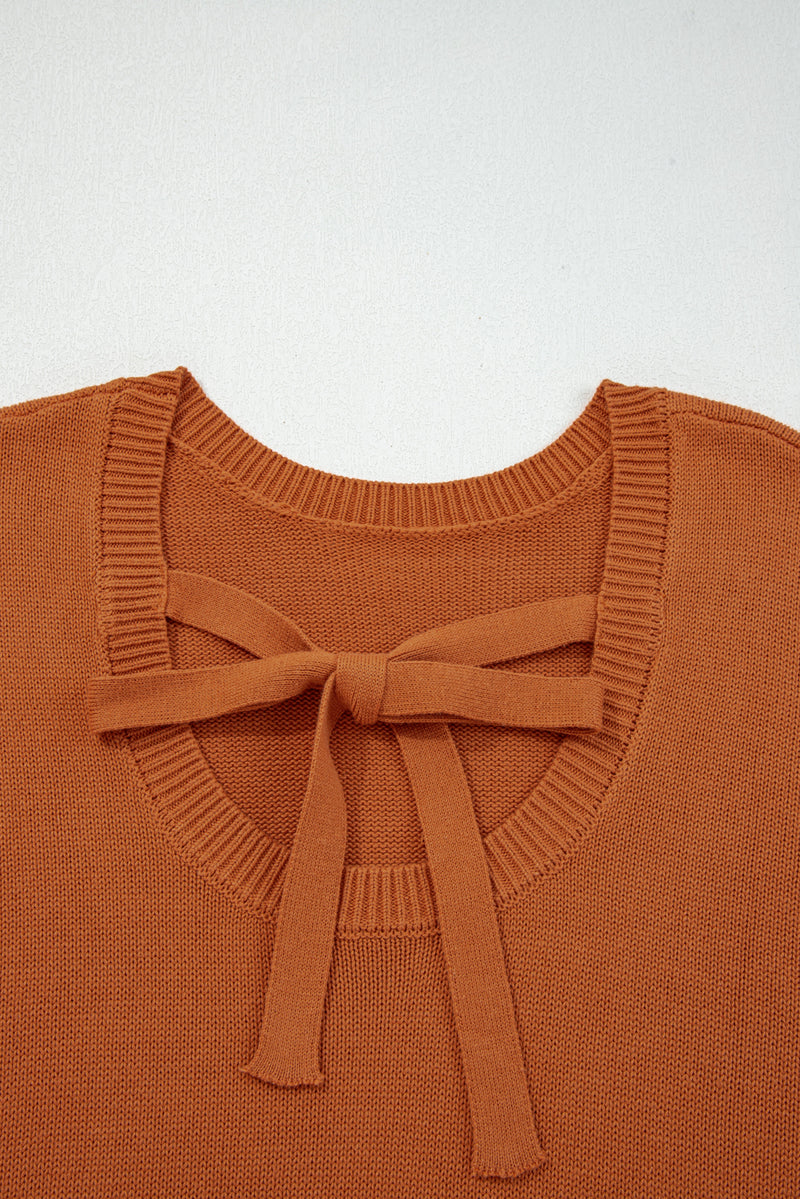 Solid Color Ribbed Trim Drop Shoulder Sweater