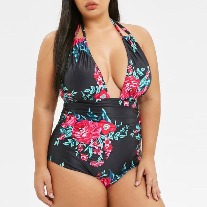 Floral Plus Size Printed one-piece swimsuit