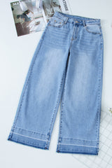 Raw Hem Straight Leg Loose High Waist Jeans
