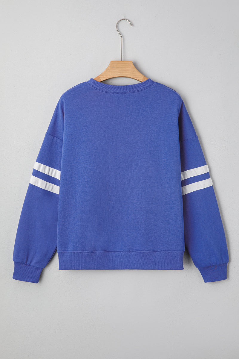 Varsity Striped Detail Drop Shoulder Oversized Sweatshirt