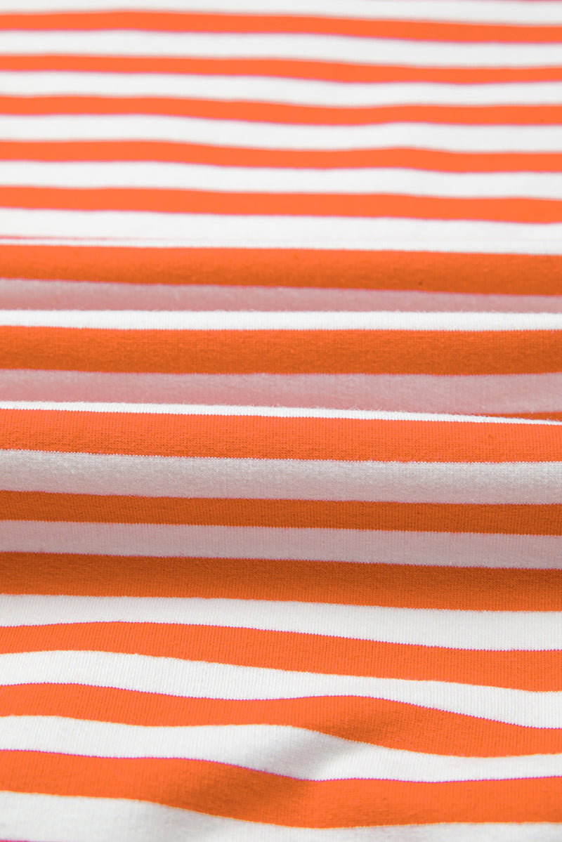 Stripe Exposed Seam Drop Shoulder Casual Pullover Top