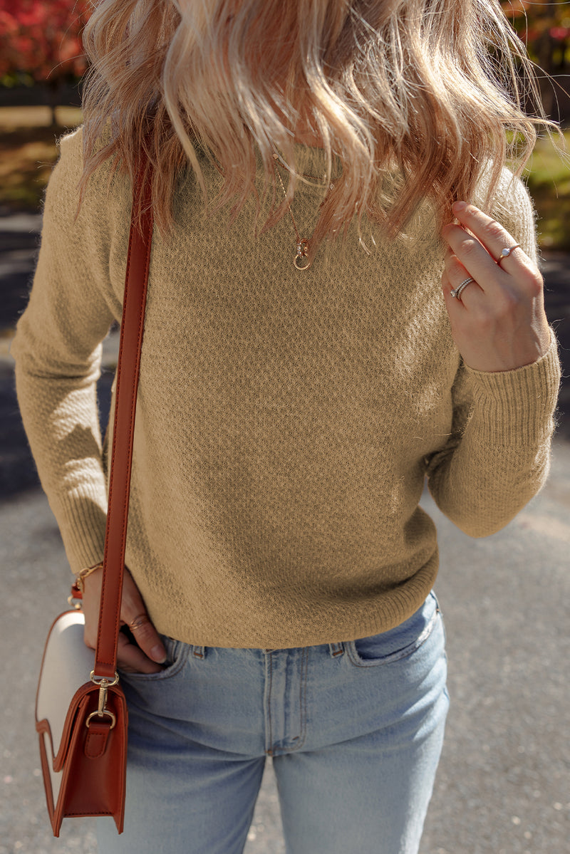 Straw Brushed Knit Casual Fitted Sweater