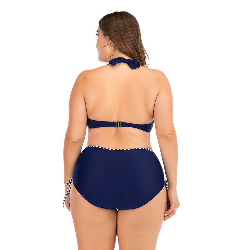 Plus size woman underwire bikini set swimwear