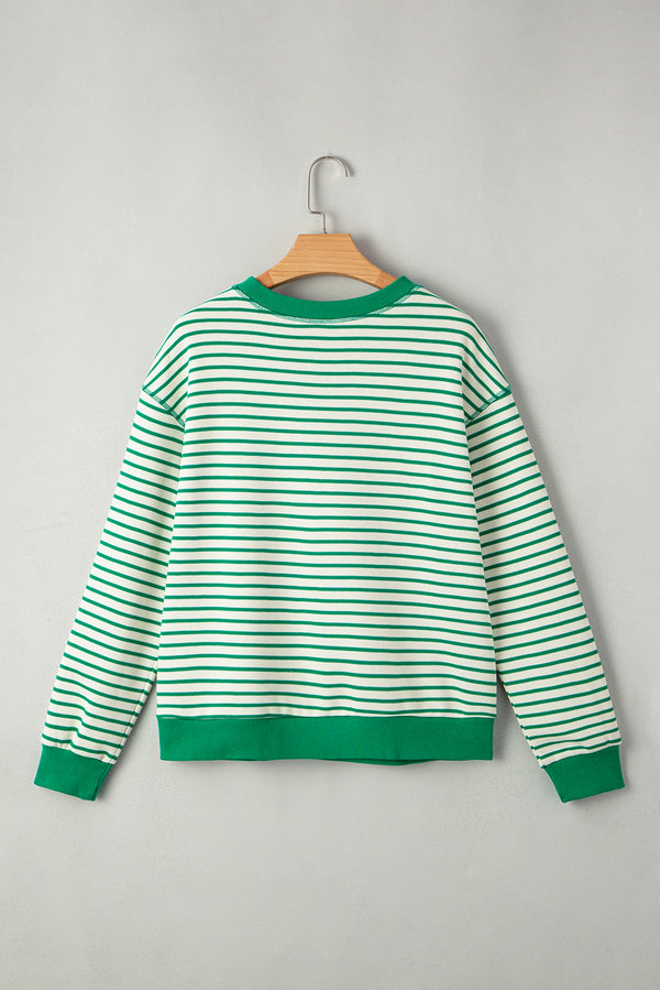 Striped Exposed Seam Patchwork Loose Pullover Top