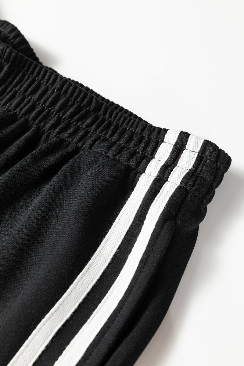 Varsity Striped Detail Crewneck Pullover Elastic Sweatpants 2pcs Outfit
