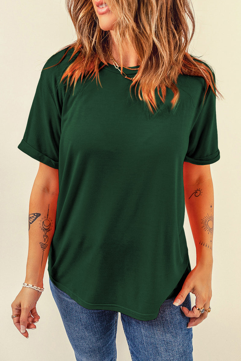 Bright Casual Plain Crew Neck Tee