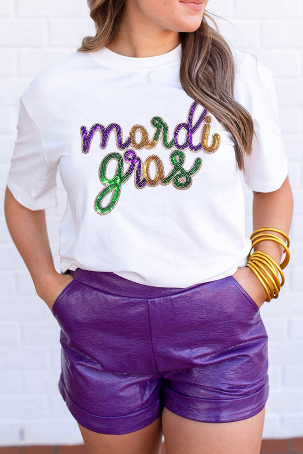Sequin mardi gras Graphic T Shirt
