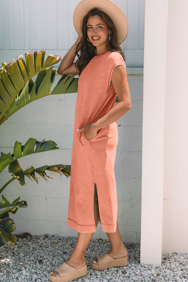 Style in Comfort Mineral Wash Pocketed T-shirt Long Dress