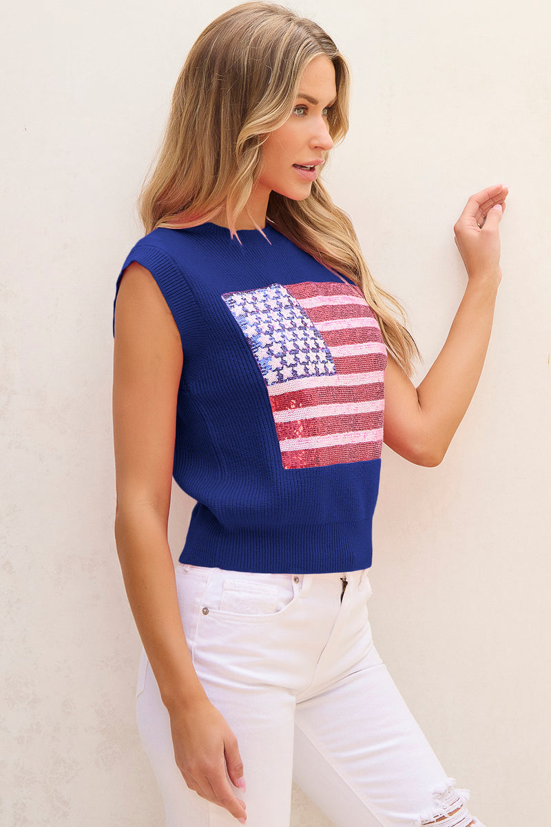Sparkling American Flag Knitted Vest