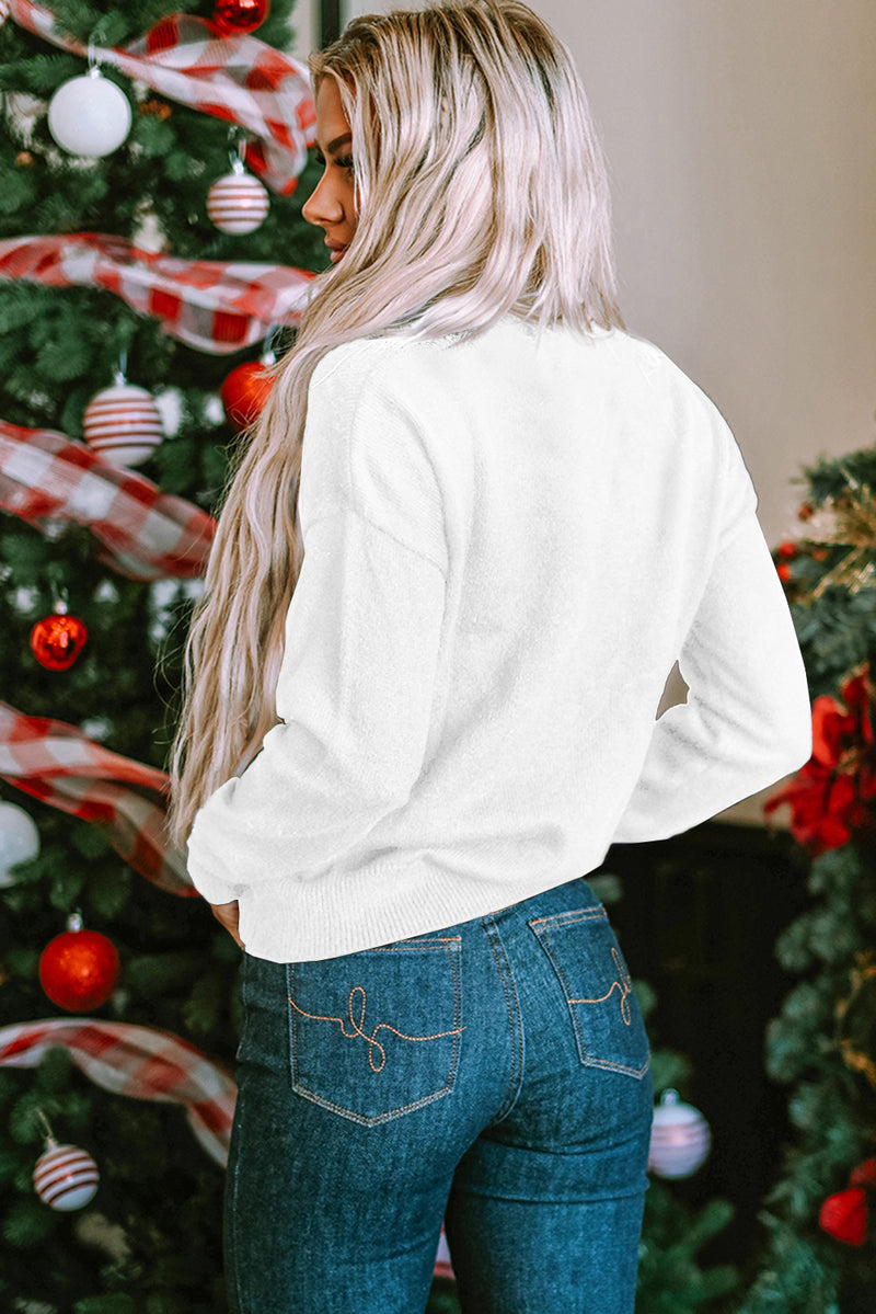 Solid XOXO Glitter Print Round Neck Casual Sweater