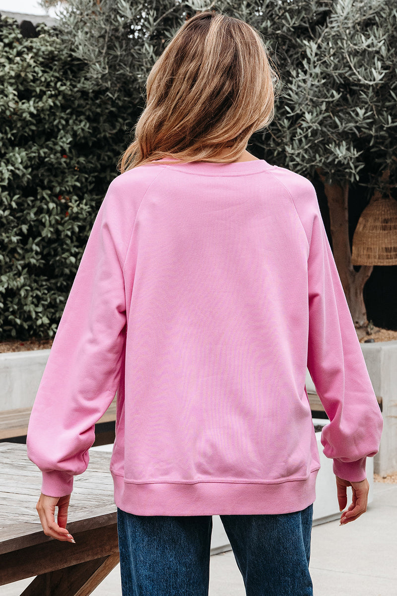 Lace Patched Raglan Sleeve Loose Fit Sweatshirt
