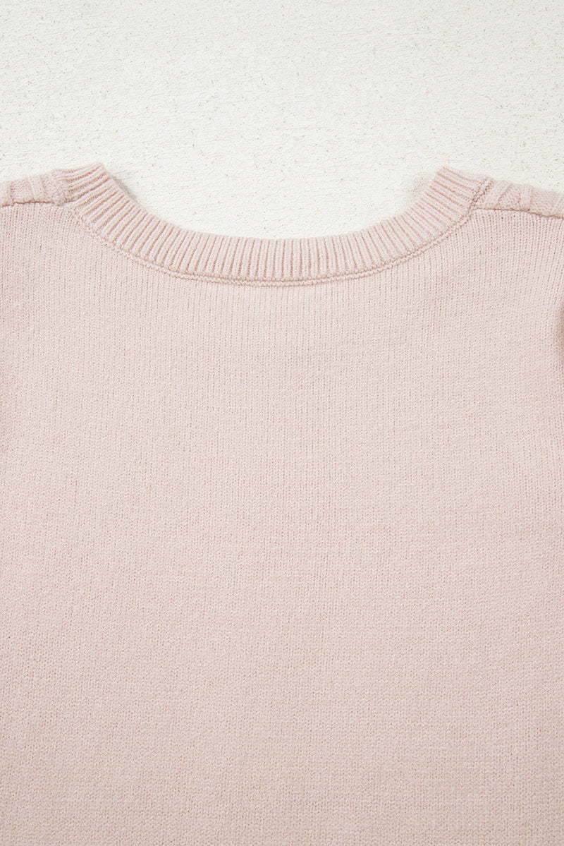 Parchment Cable Knit Ruffle Detail Contrast Floral Sleeve Patchwork Sweater