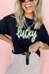 St Patricks Day lucky Cracked Letter Graphic T Shirt