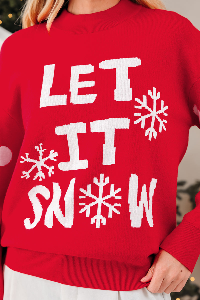 LET IT SNOW Graphic Christmas Holiday Loose Sweater