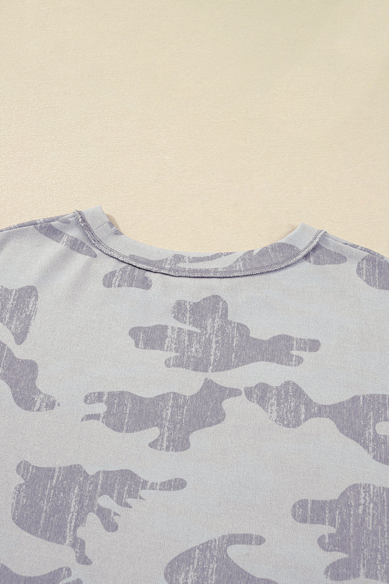 Multicolour Camouflage Print Round Neck Plus Size Sweatshirt