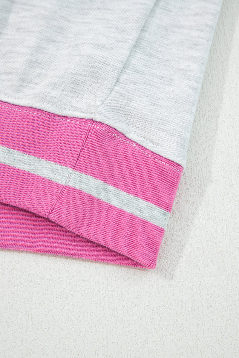 Flower Patch Contrast Trim Crew Neck Sweatshirt