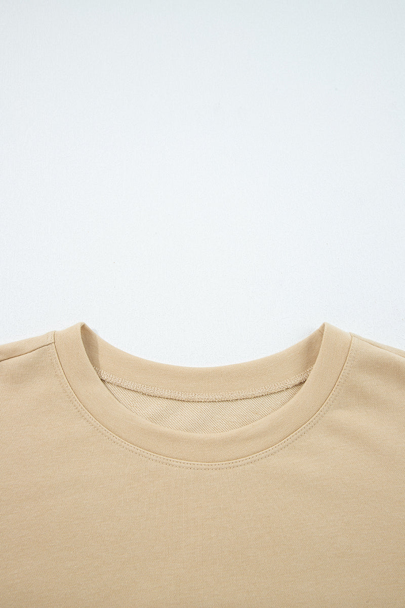 Exposed Seam Contrast Texture Patchwork Plus Size Drop Shoulder Pullover