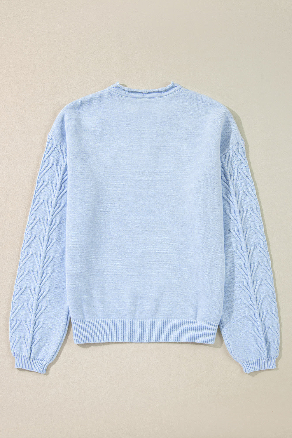 Solid Flower Detail Knitted Notched Neck Sweater