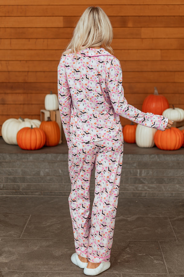 Halloween Eve Haunted Honey Bat Print Pajama Set