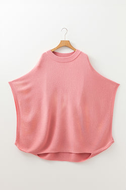 Ribbed Knit Half Sleeve Plus Size Poncho Style Sweater