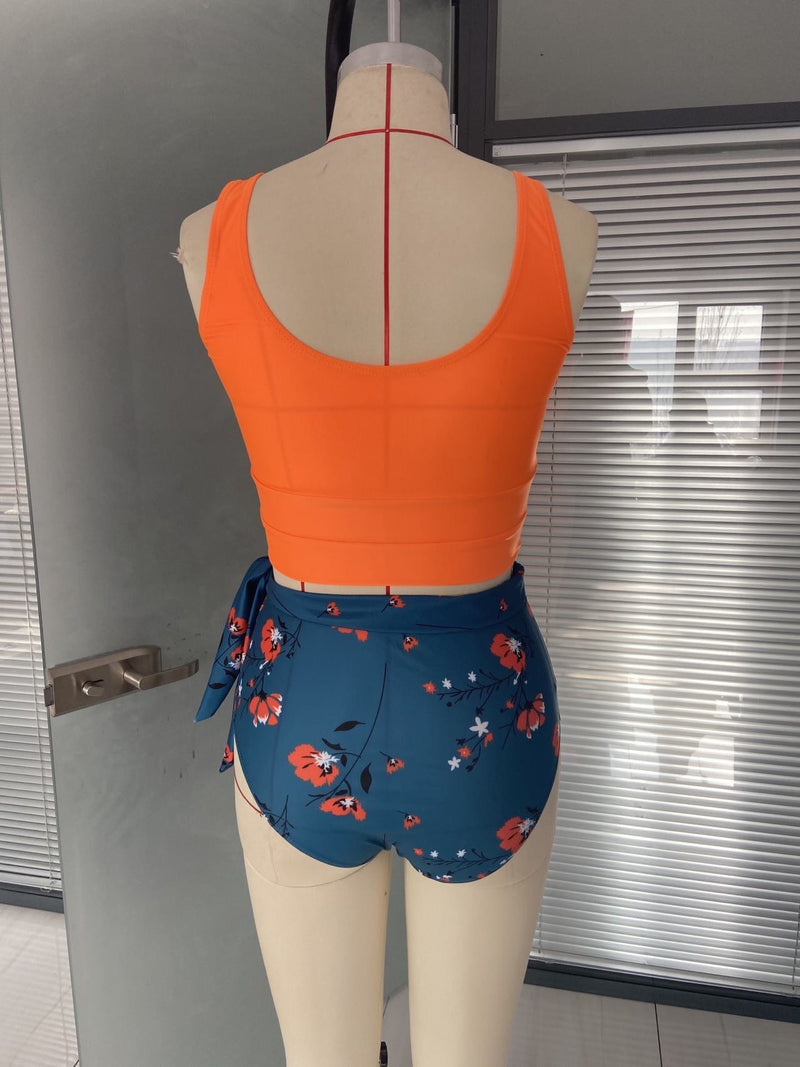 New Bikini Cloth Printing Swimming Split Conservative Bikini Swimsuit For Women