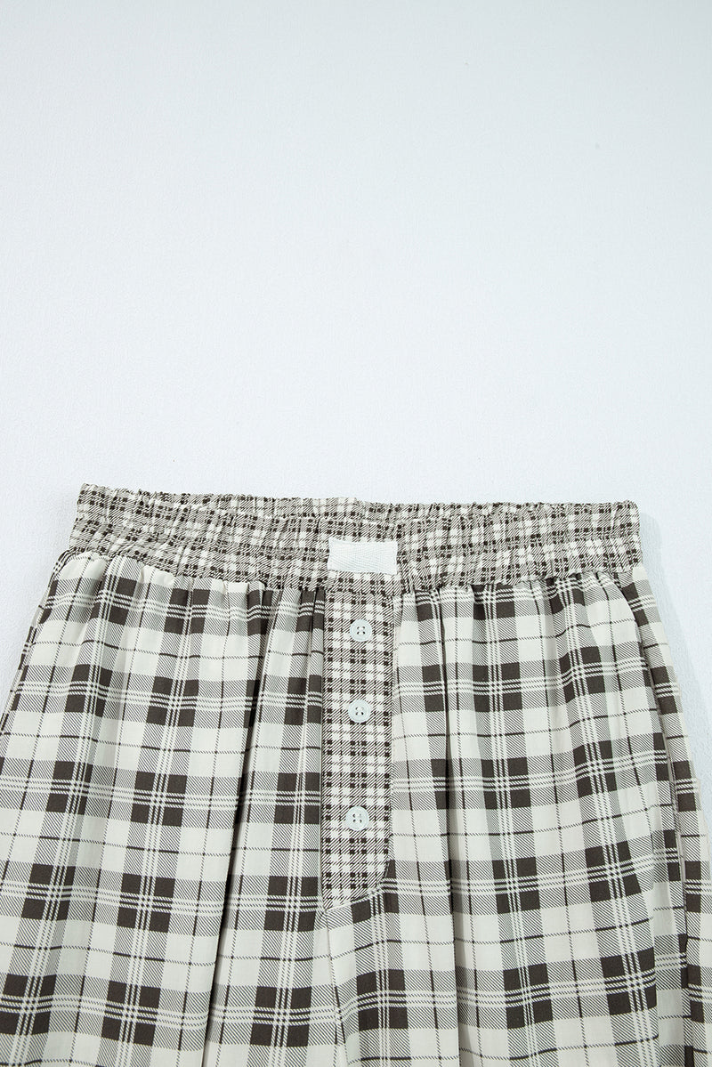 Plaid Wide Leg Casual Pants