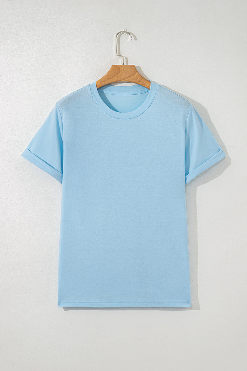 Bright Casual Plain Crew Neck Tee
