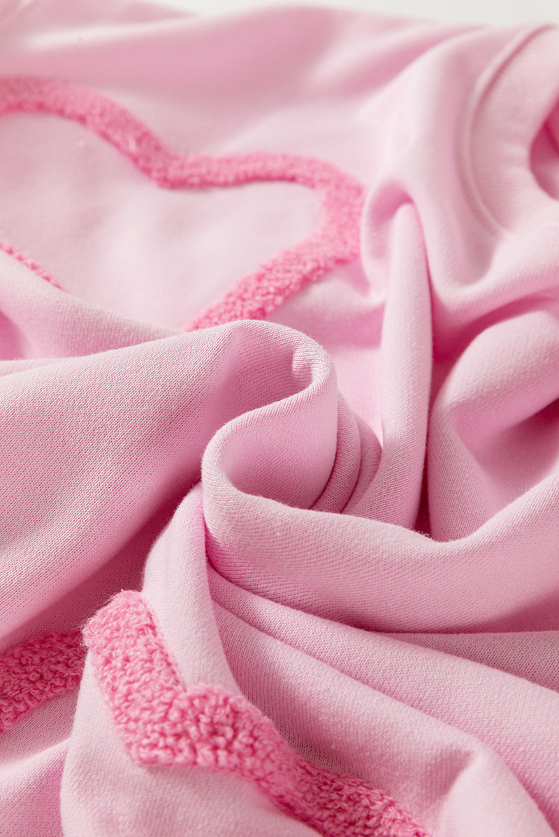 Phalaenopsis Chenille Heart Pattern Casual 2pcs Pants Set