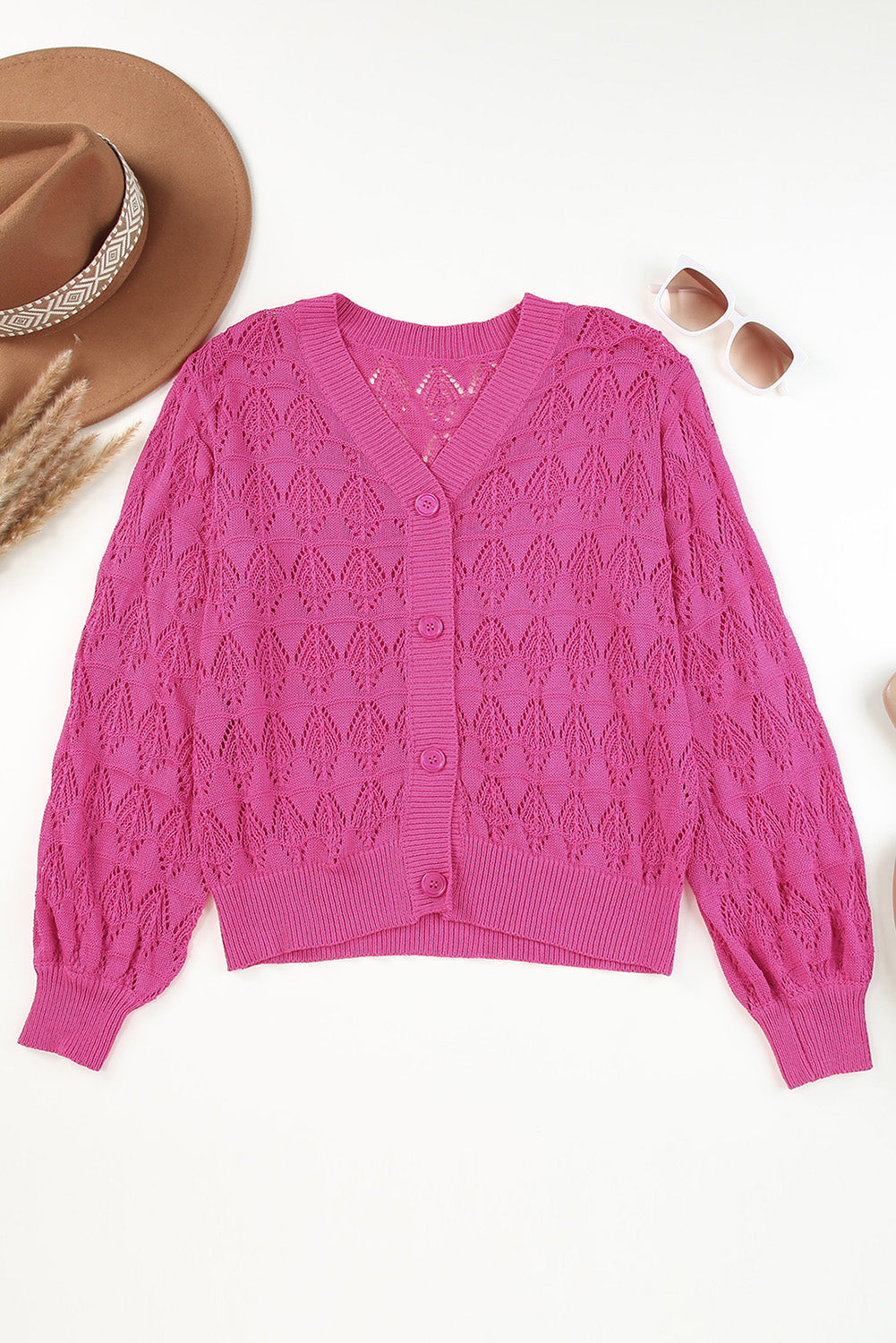 Lightweight Buttoned Front Crochet Cardigan