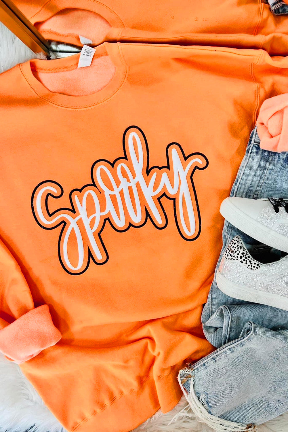 Spooky Graphic Halloween Crew Neck Holiday Sweatshirt