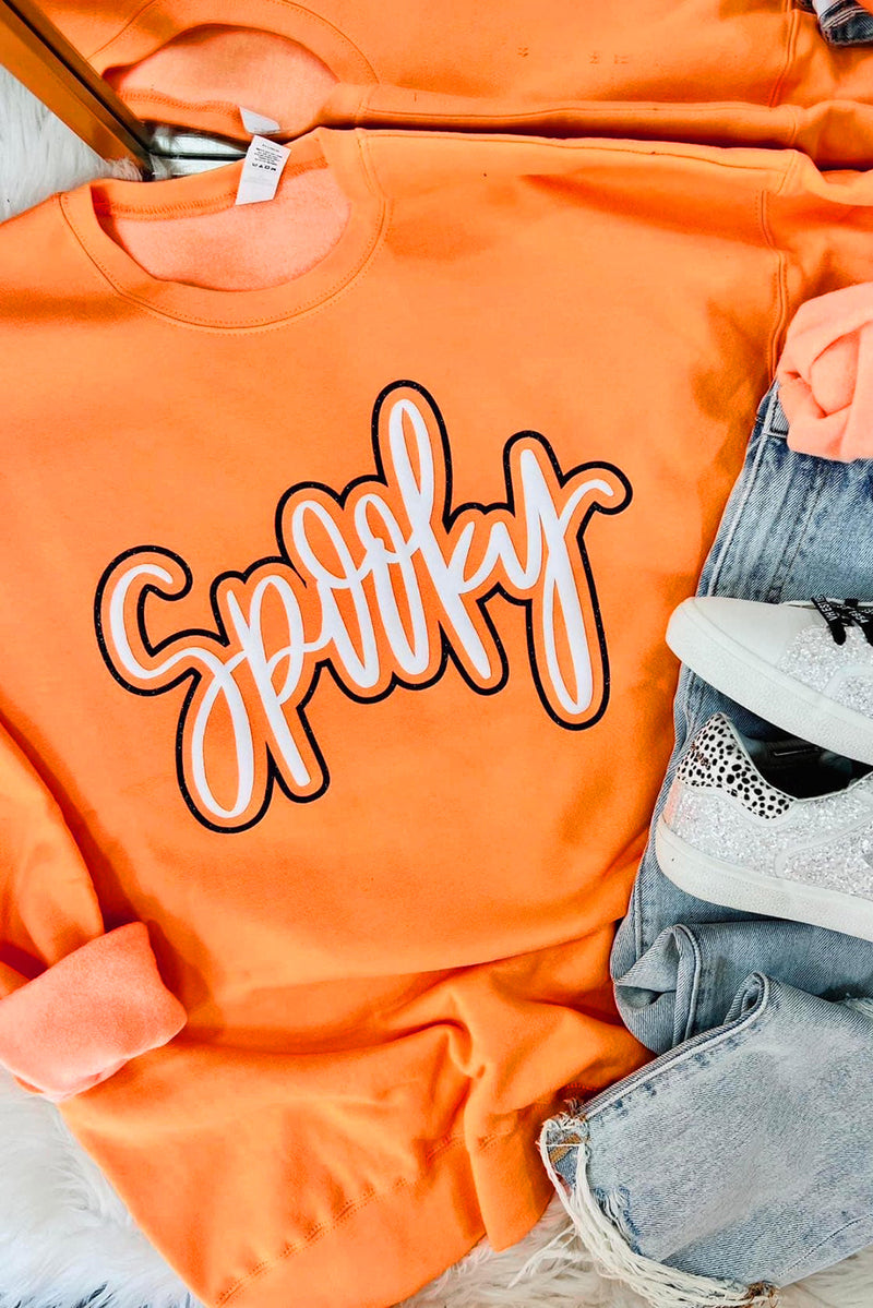 Spooky Graphic Halloween Crew Neck Holiday Sweatshirt
