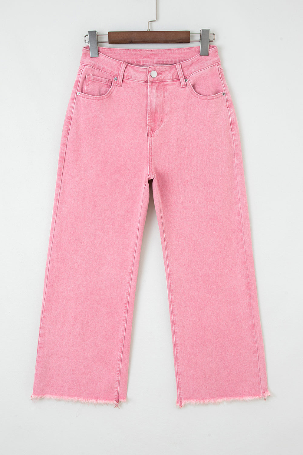 Acid Washed High Rise Cropped Wide Leg Jeans