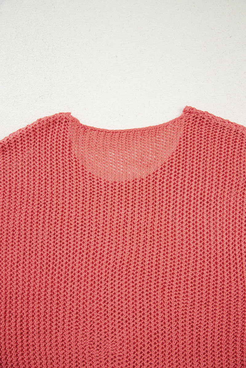 Coral Crochet Hollow-out Jumper Top Sweater