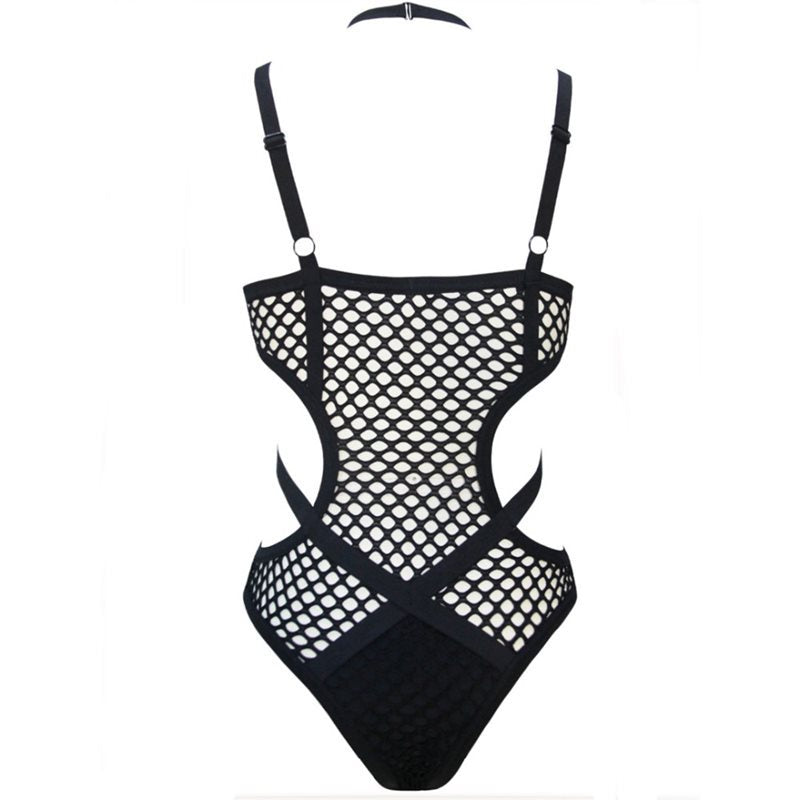 Strappy Hollow Mesh One-Piece Monokini