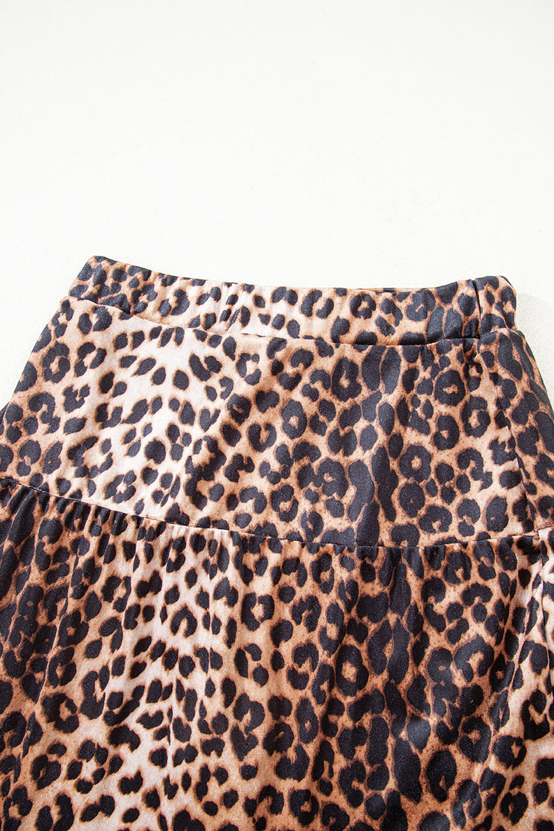 Leopard Tiered Patchwork Hot Mini Skirt