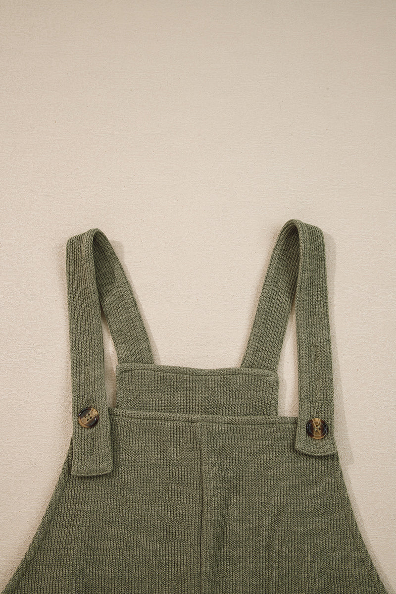 Solid Color Knit Loose Straight Leg Casual Overall Jumpsuit