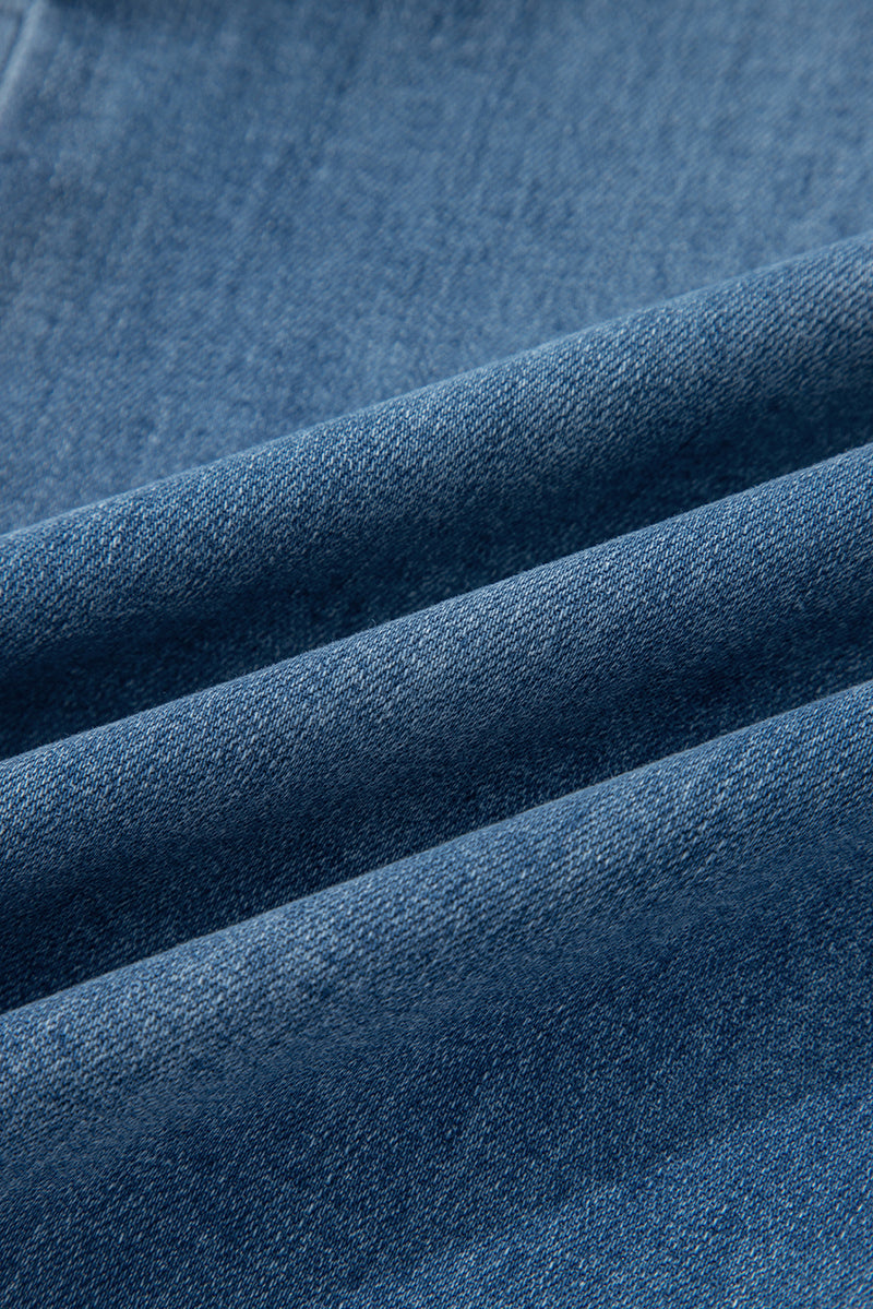 Multi Buttons High Waist Wide Leg Jeans With Pockets