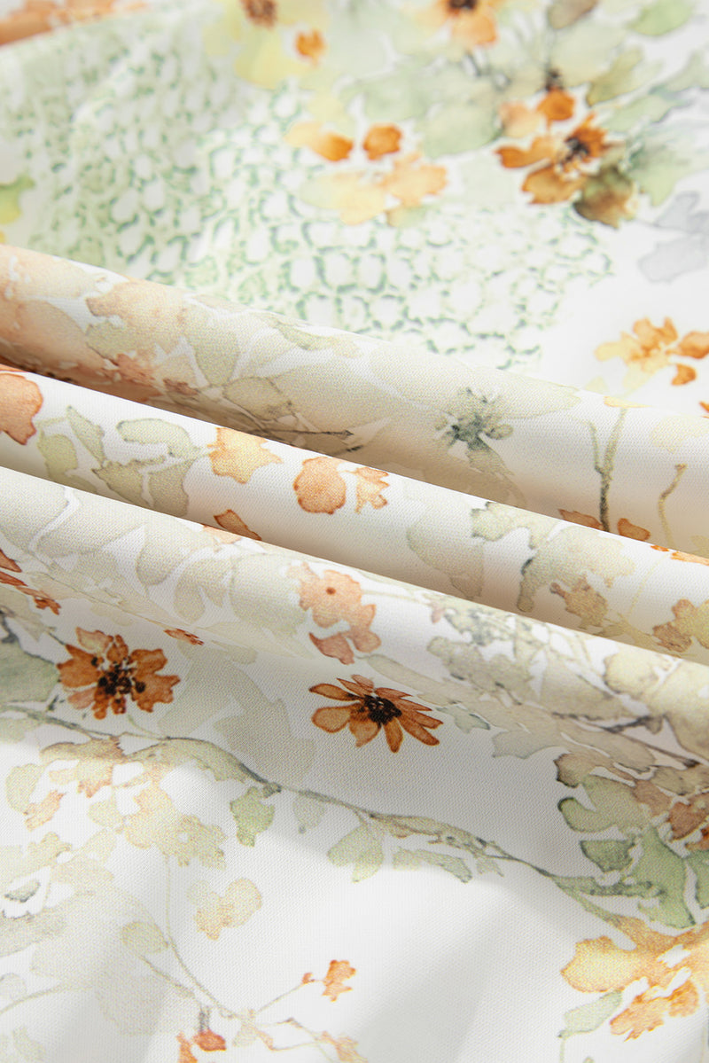 Floral Print Half Zip Hooded Long Sleeve Top