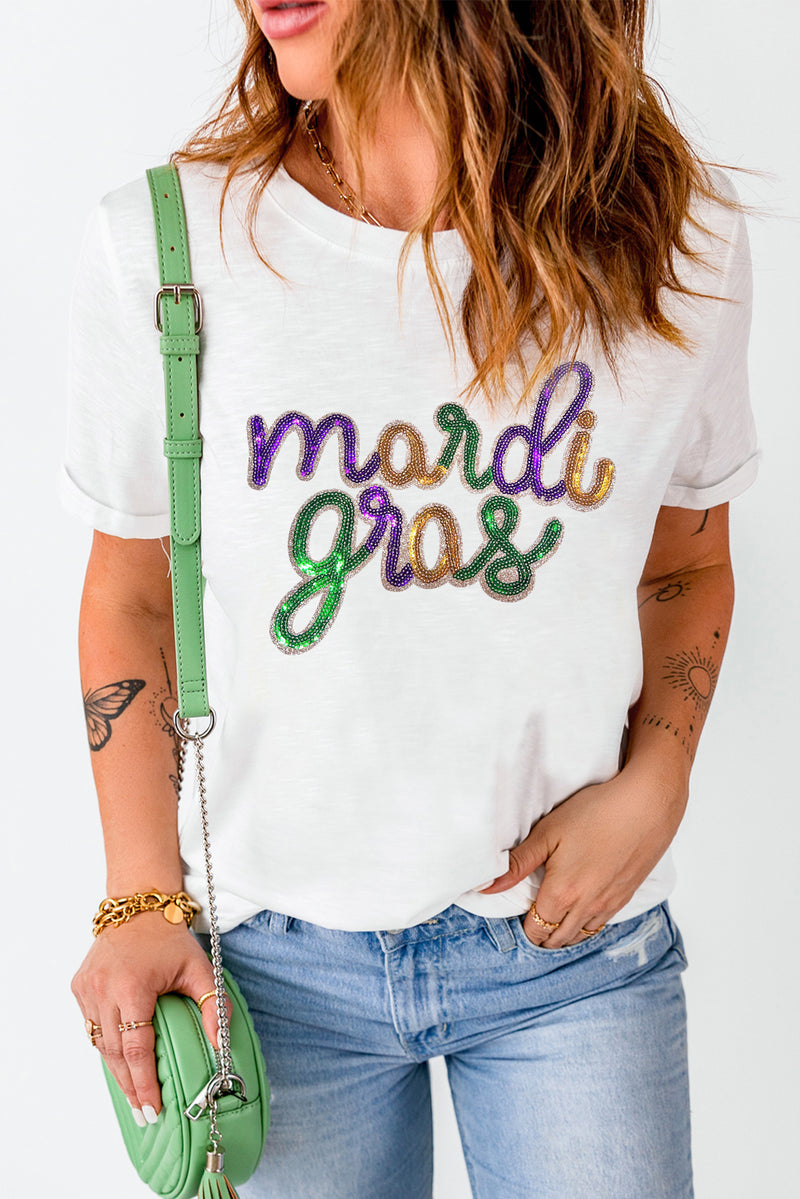 Sequin mardi gras Graphic T Shirt