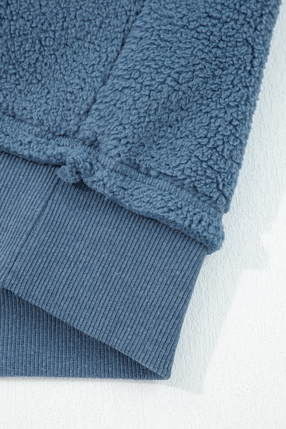 Fleece Drop Shoulder Exposed Seam Patchwork Casual Sweatshirt