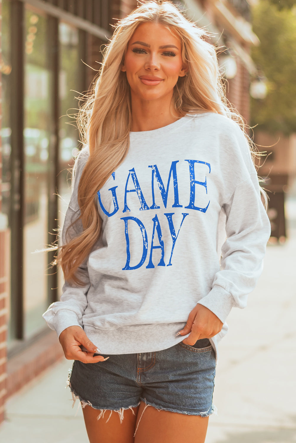 Vintage Washed GAME DAY Graphic Baggy Sweatshirt