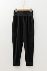 Elastic High Waist Pocketed Cargo Jogger Pants