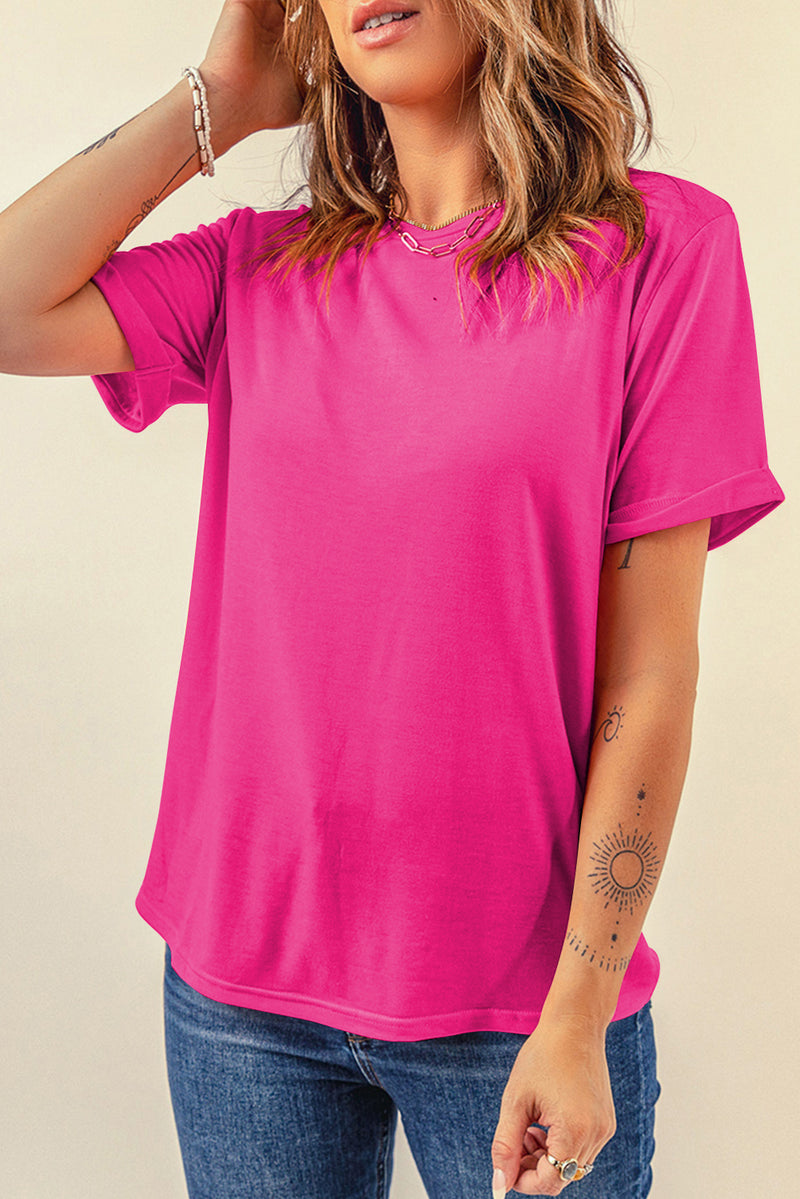 Bright Casual Plain Crew Neck Tee