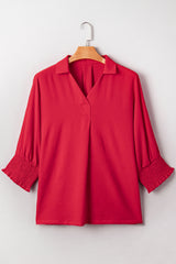 Plus Size Smocked Cuff Dolman Oversized Tunic Blouse