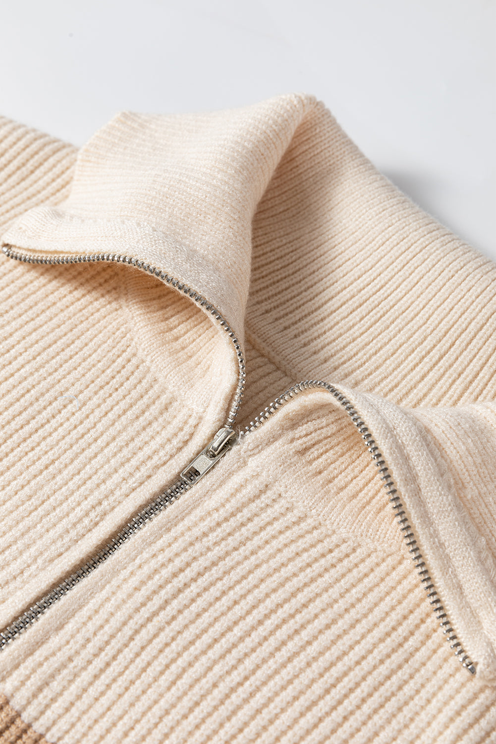 Stripe Ribbed Half Zip Collared Sweater Vest
