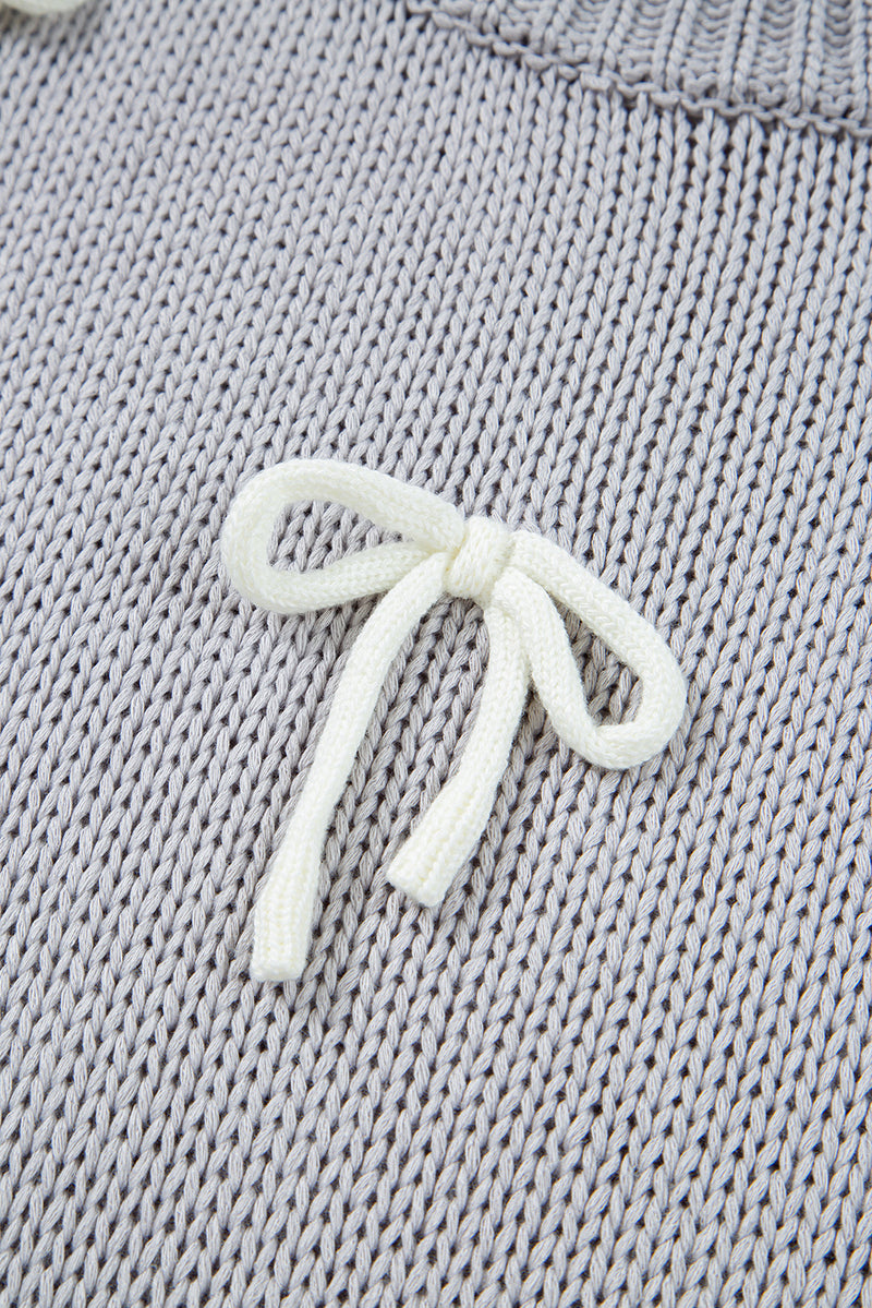 Bowknot Applique Cap Sleeve Sweater