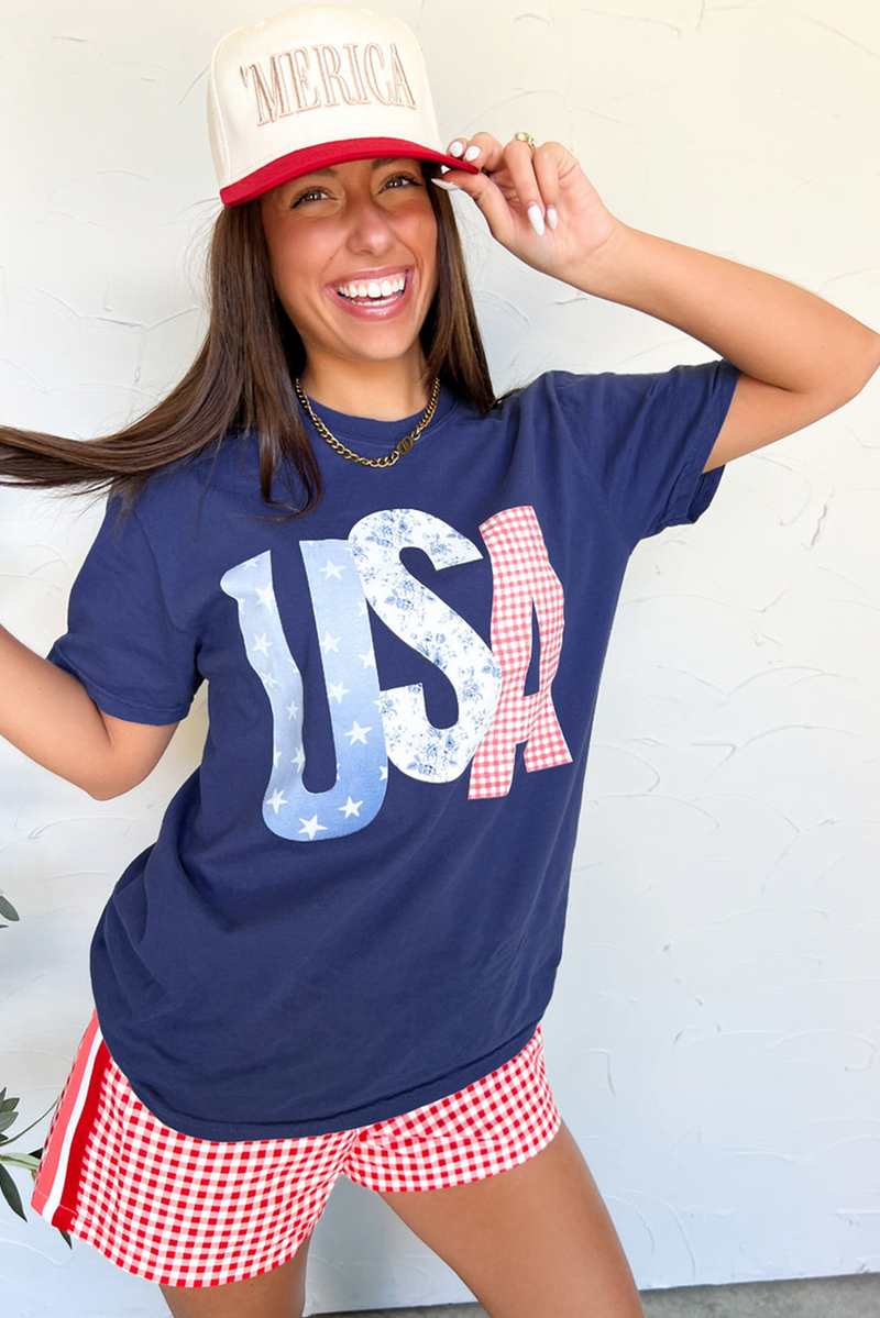 USA Graphic July 4th Crew Neck T Shirt